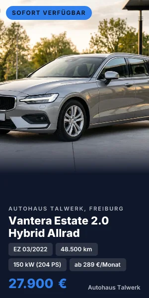 Halbseite, 300 mal 600 Pixel: Vantera Estate 2.0 Hybrid Allrad, Autohaus Talwerk