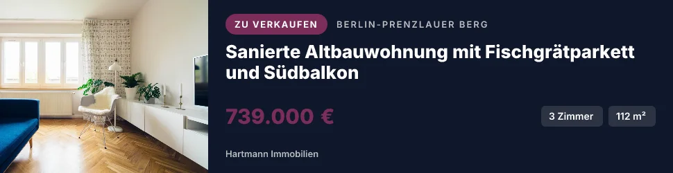 Billboard, 970 mal 250 Pixel: Sanierte Altbauwohnung mit Fischgrätparkett und Südbalkon, Hartmann Immobilien