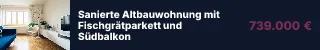 Mobilanzeige, 320 mal 50 Pixel: Sanierte Altbauwohnung mit Fischgrätparkett und Südbalkon, Hartmann Immobilien