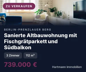 Display-Anzeige, 300 mal 250 Pixel: Sanierte Altbauwohnung mit Fischgrätparkett und Südbalkon, Hartmann Immobilien