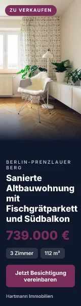 Skyscraper, 160 mal 600 Pixel: Sanierte Altbauwohnung mit Fischgrätparkett und Südbalkon, Hartmann Immobilien