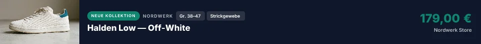 Leaderboard breit, 970 mal 90 Pixel: Halden Low — Off-White, Nordwerk Store