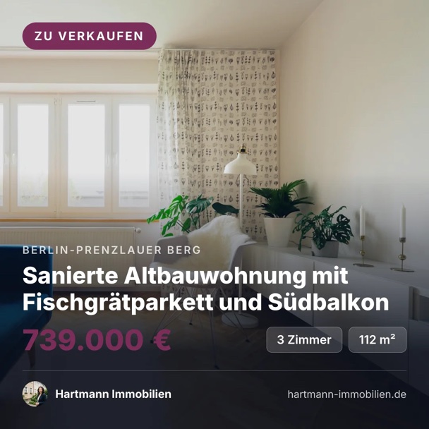 Dieselbe Grafik mit einem runden Porträt der Maklerin links neben der Absenderzeile.